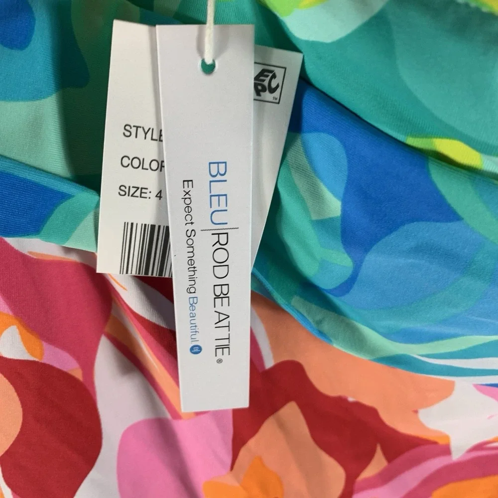 Bleu Rod Beattie Women's Swimsuit 4 Tankini‎ Top Floral Halter Tie Front NWT